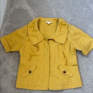Coldwater Creek Mustard Yellow Short Sleeve Blazer Size 12